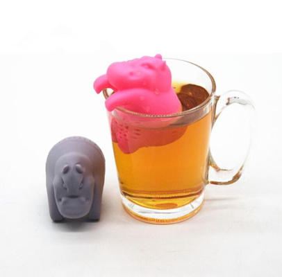 회색 색깔 하마는 디자인 음식 급료 실리콘 차 Infuser를 형성했습니다